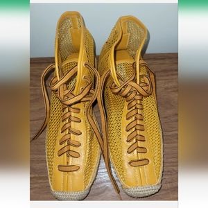 New Jimmy Choo Flat  Espadrilles Shoes Mustard Yellow Size 37